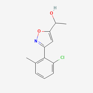 molecular formula C12H12ClNO2 B8225762 1-[3-(2-Chloro-6-methylphenyl)-1,2-oxazol-5-yl]ethanol 
