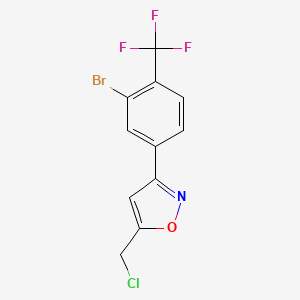 molecular formula C11H6BrClF3NO B8225893 3-[3-Bromo-4-(trifluoromethyl)phenyl]-5-(chloromethyl)-1,2-oxazole 