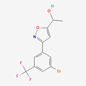 molecular formula C12H9BrF3NO2 B8225907 1-[3-[3-Bromo-5-(trifluoromethyl)phenyl]-1,2-oxazol-5-yl]ethanol 