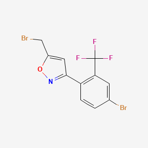 molecular formula C11H6Br2F3NO B8225928 5-(Bromomethyl)-3-[4-bromo-2-(trifluoromethyl)phenyl]-1,2-oxazole 