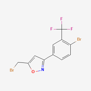 molecular formula C11H6Br2F3NO B8225950 5-(Bromomethyl)-3-[4-bromo-3-(trifluoromethyl)phenyl]-1,2-oxazole 