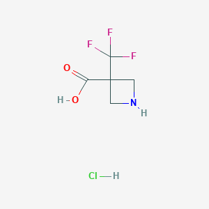 molecular formula C5H7ClF3NO2 B8226361 3-(Trifluoromethyl)azetidine-3-carboxylic acid hydrochloride 