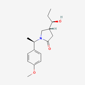 molecular formula C16H23NO3 B8226478 (R)-4-((R)-1-Hydroxypropyl)-1-((R)-1-(4-methoxyphenyl)ethyl)pyrrolidin-2-one 