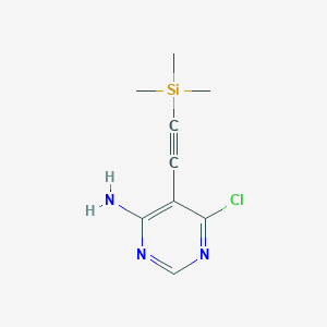 molecular formula C9H12ClN3Si B8226490 6-Chloro-5-((trimethylsilyl)ethynyl)pyrimidin-4-amine 