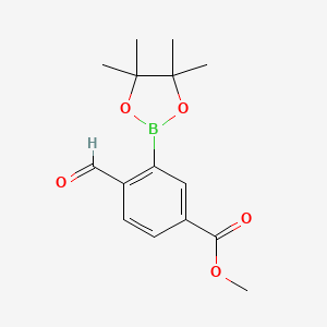 molecular formula C15H19BO5 B8226762 (2-Formyl-5-(methoxycarbonyl)phenyl)boronic acid pinacol ester 