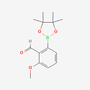 molecular formula C14H19BO4 B8226764 2-甲氧基-6-(4,4,5,5-四甲基-1,3,2-二恶杂硼环-2-基)苯甲醛 