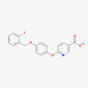 molecular formula C19H14FNO4 B8226855 6-[4-(2-Fluoro-benzyloxy)-phenoxy]-nicotinic acid 
