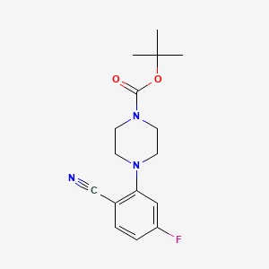 molecular formula C16H20FN3O2 B8227083 4-(2-Cyano-5-fluorophenyl)piperazine-1-carboxylic acid tert-butyl ester 