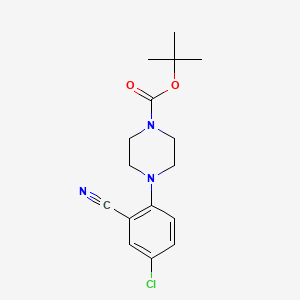 molecular formula C16H20ClN3O2 B8227088 4-(4-Chloro-2-cyano-phenyl)-piperazine-1-carboxylic acid tert-butyl ester 