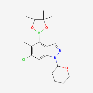 molecular formula C19H26BClN2O3 B8227234 6-Chloro-5-methyl-1-tetrahydropyran-2-yl-4-(4,4,5,5-tetramethyl-1,3,2-dioxaborolan-2-yl)indazole 