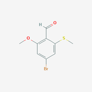 molecular formula C9H9BrO2S B8227272 4-Bromo-2-methoxy-6-(methylthio)benzaldehyde 