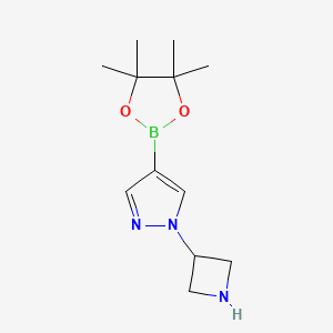 molecular formula C12H20BN3O2 B8227283 1-(Azetidin-3-yl)-4-(4,4,5,5-tetramethyl-1,3,2-dioxaborolan-2-yl)-1H-pyrazole 