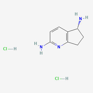 molecular formula C8H13Cl2N3 B8227285 (5R)-5H,6H,7H-cyclopenta[b]pyridine-2,5-diamine dihydrochloride 