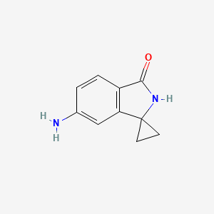 molecular formula C10H10N2O B8227292 6'-Aminospiro[cyclopropane-1,1'-isoindolin]-3'-one 
