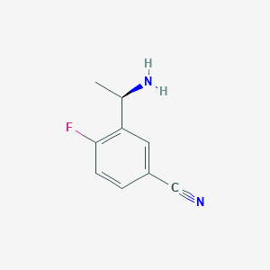molecular formula C9H9FN2 B8227419 (R)-3-(1-aminoethyl)-4-fluorobenzonitrile 