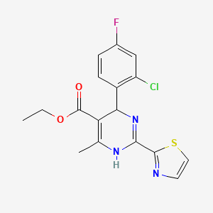 molecular formula C17H15ClFN3O2S B8227445 Methyl (r)-4-(2-chloro-4-fluorophenyl)-6-methyl-2-(thiazol-2-yl)-1,4-dihydropyrimidine-5-carboxylate 