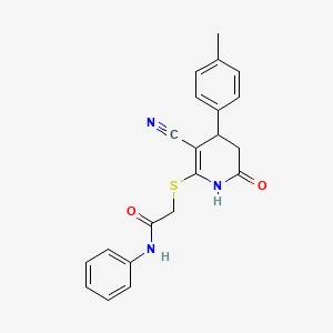 2-((3-Cyano-6-oxo-4-(p-tolyl)-1,4,5,6-tetrahydropyridin-2-yl)thio)-N-phenylacetamide