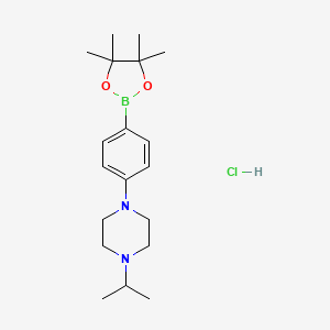 molecular formula C19H32BClN2O2 B8227786 1-Isopropyl-4-(4-(4,4,5,5-tetramethyl-1,3,2-dioxaborolan-2-yl)phenyl)piperazine hydrochloride 