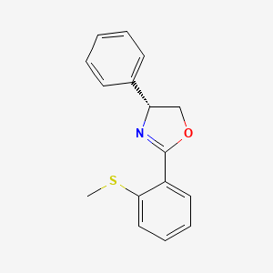 molecular formula C16H15NOS B8227831 (R)-2-(2-(Methylthio)phenyl)-4-phenyl-4,5-dihydrooxazole 