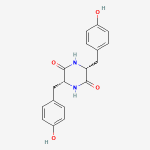 molecular formula C18H18N2O4 B8227910 (3R,6R)-3,6-Bis(4-hydroxybenzyl)piperazine-2,5-dione 