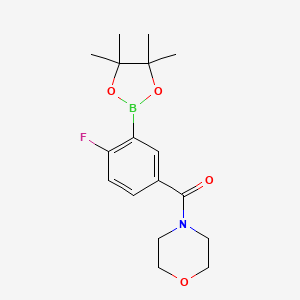 molecular formula C17H23BFNO4 B8228000 (4-Fluoro-3-(4,4,5,5-tetramethyl-1,3,2-dioxaborolan-2-yl)phenyl)(morpholino)methanone 