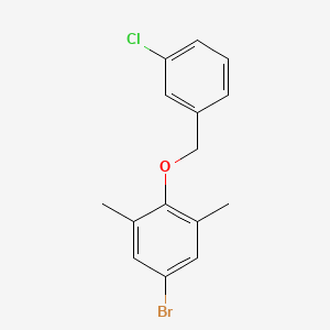 molecular formula C15H14BrClO B8228098 5-Bromo-2-((3-chlorobenzyl)oxy)-1,3-dimethylbenzene 