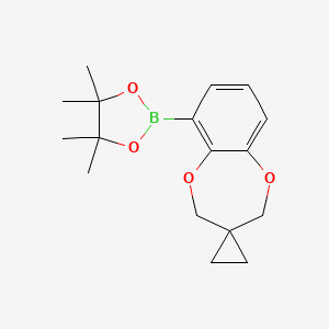 molecular formula C17H23BO4 B8228100 4,4,5,5-Tetramethyl-2-(2H,4H-spiro[benzo[b][1,4]dioxepine-3,1'-cyclopropan]-6-yl)-1,3,2-dioxaborolane 