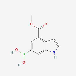 molecular formula C10H10BNO4 B8228143 (4-(Methoxycarbonyl)-1H-indol-6-yl)boronic acid 