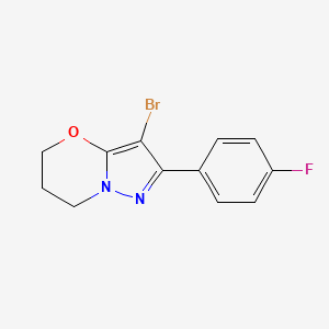 molecular formula C12H10BrFN2O B8228273 3-bromo-2-(4-fluorophenyl)-6,7-dihydro-5H-pyrazolo[5,1-b][1,3]oxazine 