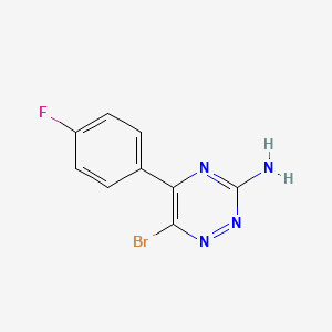 molecular formula C9H6BrFN4 B8228283 6-Bromo-5-(4-fluorophenyl)-1,2,4-triazin-3-amine 