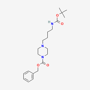 molecular formula C21H33N3O4 B8228393 Benzyl 4-(4-((tert-butoxycarbonyl)amino)butyl)piperazine-1-carboxylate 