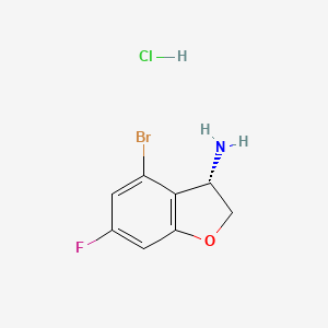 molecular formula C8H8BrClFNO B8228433 (S)-4-Bromo-6-fluoro-2,3-dihydrobenzofuran-3-amine hydrochloride 