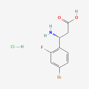 molecular formula C9H10BrClFNO2 B8228443 (R)-3-Amino-3-(4-bromo-2-fluorophenyl)propanoic acid hydrochloride 