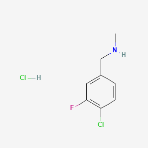 molecular formula C8H10Cl2FN B8228462 1-(4-Chloro-3-fluorophenyl)-N-methylmethanamine hydrochloride 