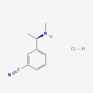 molecular formula C10H13ClN2 B8228478 (R)-3-(1-(Methylamino)ethyl)benzonitrile hydrochloride 