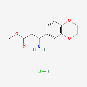 molecular formula C12H16ClNO4 B8228507 Methyl 3-amino-3-(2,3-dihydrobenzo[b][1,4]dioxin-6-yl)propanoate hydrochloride 