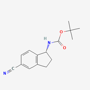 molecular formula C15H18N2O2 B8228562 (R)-tert-Butyl (5-cyano-2,3-dihydro-1H-inden-1-yl)carbamate CAS No. 903555-99-7