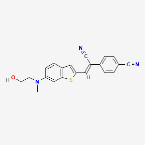 molecular formula C21H17N3OS B8228619 4-[(Z)-1-cyano-2-{6-[(2-hydroxyethyl)(methyl)amino]-1-benzothiophen-2-yl}ethenyl]benzonitrile 