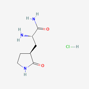 molecular formula C7H14ClN3O2 B8228818 (S)-2-氨基-3-((S)-2-氧代吡咯烷-3-基)丙酰胺盐酸盐 CAS No. 2628280-48-6