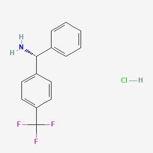 molecular formula C14H13ClF3N B8228849 (R)-Phenyl(4-(trifluoromethyl)phenyl)methanamine hydrochloride 