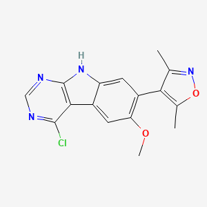 molecular formula C16H13ClN4O2 B8228877 4-(4-chloro-6-methoxy-9H-pyrimido[4,5-b]indol-7-yl)-3,5-dimethyl-isoxazole 