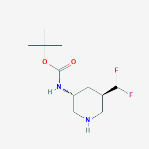 molecular formula C11H20F2N2O2 B8228899 Tert-butyln-[(3r,5r)-5-(difluoromethyl)-3-piperidyl]carbamate 