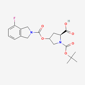 molecular formula C19H23FN2O6 B8229112 (2S)-4-(4-fluoro-1,3-dihydroisoindole-2-carbonyl)oxy-1-[(2-methylpropan-2-yl)oxycarbonyl]pyrrolidine-2-carboxylic acid 