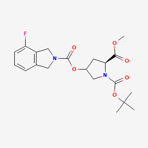molecular formula C20H25FN2O6 B8229119 1-O-tert-butyl 2-O-methyl (2S)-4-(4-fluoro-1,3-dihydroisoindole-2-carbonyl)oxypyrrolidine-1,2-dicarboxylate 