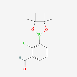 molecular formula C13H16BClO3 B8229126 2-Chloro-3-(tetramethyl-1,3,2-dioxaborolan-2-yl)benzaldehyde 