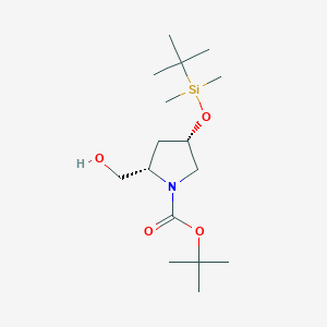 molecular formula C16H33NO4Si B8229158 tert-Butyl (2S,4S)-4-((tert-butyldimethylsilyl)oxy)-2-(hydroxymethyl)pyrrolidine-1-carboxylate 
