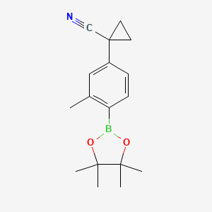 molecular formula C17H22BNO2 B8229479 1-(3-Methyl-4-(4,4,5,5-tetramethyl-1,3,2-dioxaborolan-2-yl)phenyl)cyclopropanecarbonitrile 