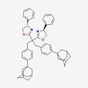 molecular formula C53H58N2O2 B8229492 (4S,4'S)-2,2'-(1,3-Bis(4-(adamantan-1-yl)phenyl)propane-2,2-diyl)bis(4-phenyl-4,5-dihydrooxazole) 