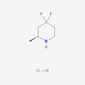molecular formula C6H12ClF2N B8229563 (2R)-4,4-difluoro-2-methylpiperidine hydrochloride 