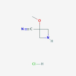 molecular formula C5H9ClN2O B8229614 3-Methoxyazetidine-3-carbonitrile;hydrochloride 
